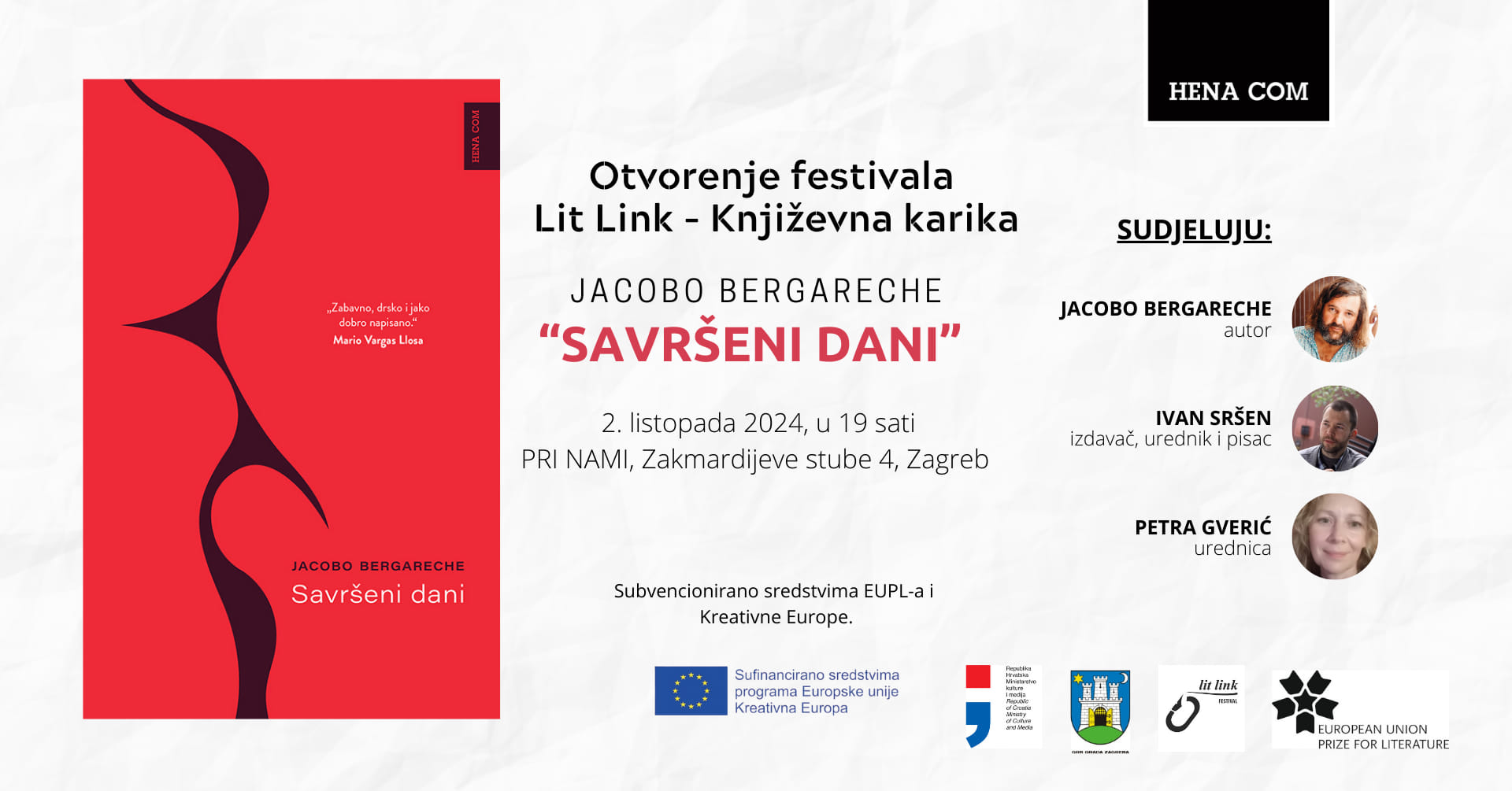 Predstavljanje knjige “Savršeni dani” Jacoba Bergarechea Predstavljanje knjige “Savršeni dani” Jacoba Bergarechea